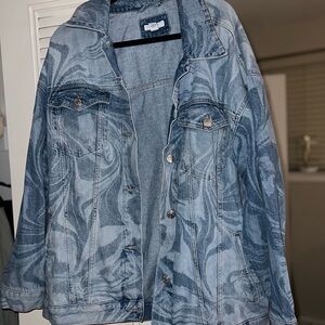 Forever 21 Patterned Blue Jean Jacket
